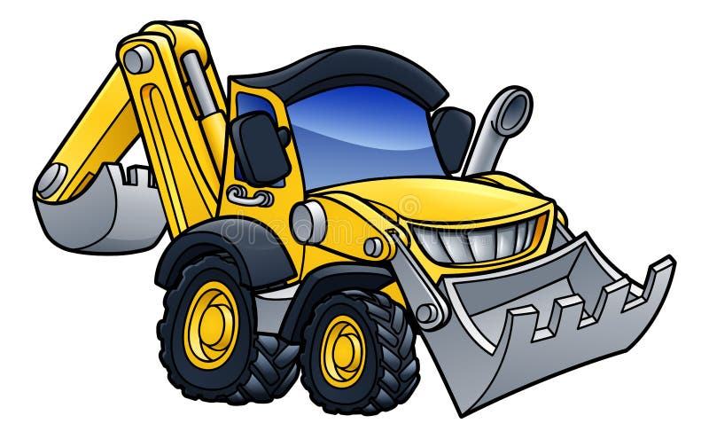 Cartoon bulldozer digger construction vehicle illustration. Cartoon bulldozer digger construction vehicle illustration