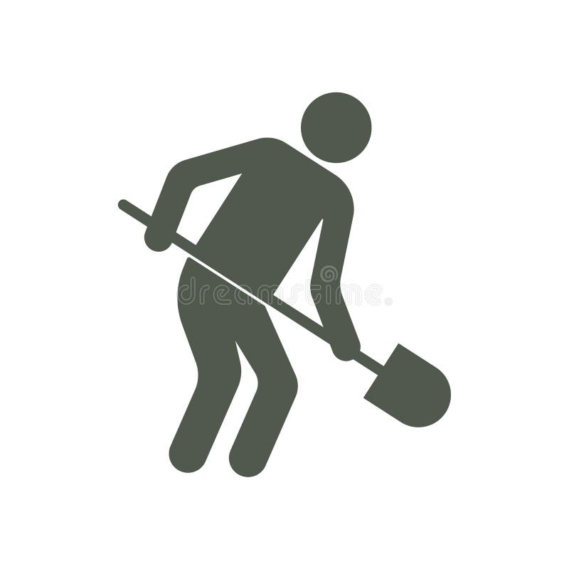 Digger with shovel icon. Vector illustration