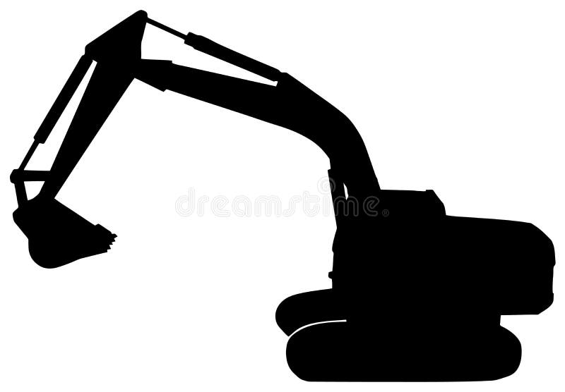 Silhouette on digger on white background. Silhouette on digger on white background