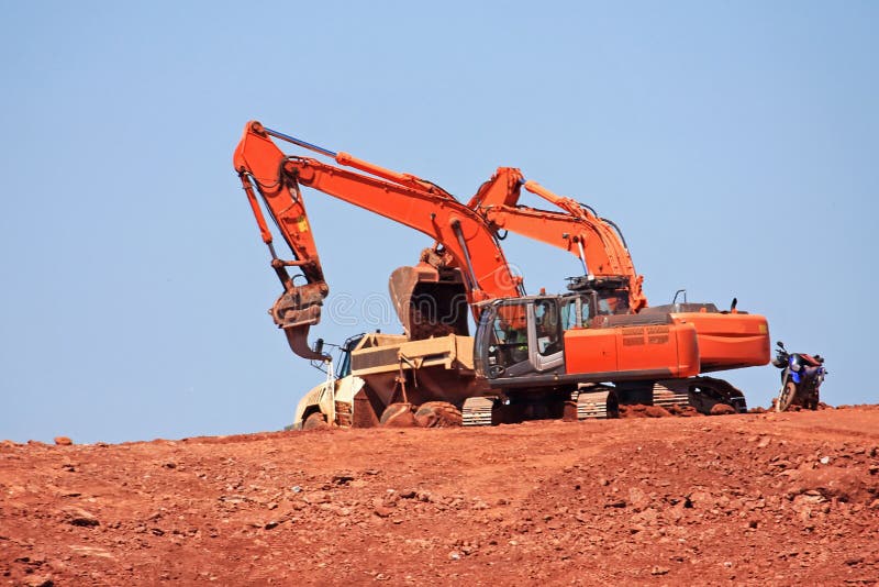 Diggers stock photo. Image of tracks, works, concrete 46692204