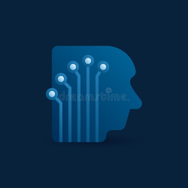 Digitaal menselijk hoofd met elektronisch netwerk vectorpictogram royalty-vrije illustratie Digitaal menselijk hoofd met elektronisch netwerk vectorpictogram royalty-vrije illustratie