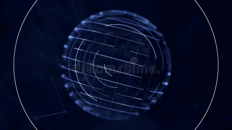 Digitaces, esfera transparente azul con los pequeños puntos móviles en su superficie que gira el nad que recibe señales en azul m libre illustration Digitaces, esfera transparente azul con los pequeños puntos móviles en su superficie que gira el nad que recibe señales en azul m libre illustration