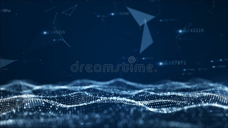 Digital abstract particles and network data motion background vector illustration