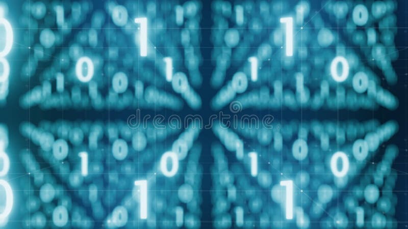 Digital animation of binary code flowing in a big data futuristic environment royalty free illustration
