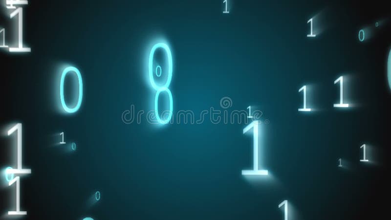 Digital animation of binary codes floating everywhere stock illustration