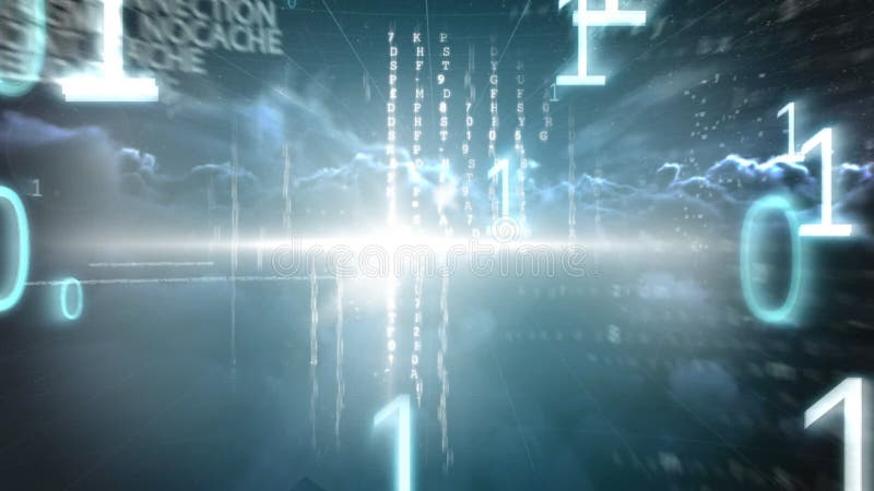 Digital animation of computer coding and technology binary code stock footage