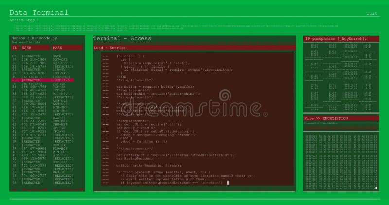 Digital animation of computer interface data processing and programming coding computer script programming and interface απεικόνιση αποθεμάτων