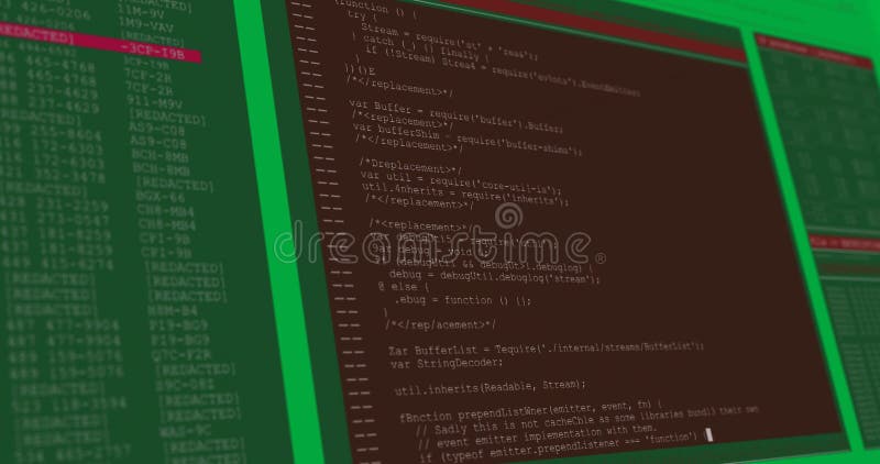 Digital animation of computer interface data processing and programming coding computer script programming and interface ελεύθερη απεικόνιση δικαιώματος