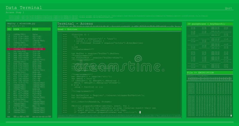 Digital animation of computer interface data processing and programming coding computer script programming and interface ελεύθερη απεικόνιση δικαιώματος