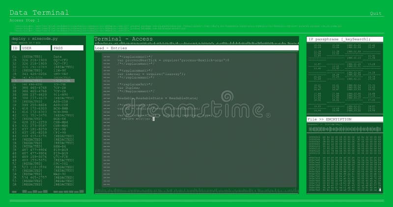 Digital animation of computer interface data processing and programming coding computer script programming and interface απεικόνιση αποθεμάτων
