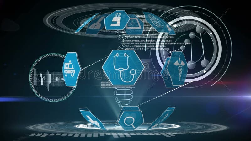 Medical icons and DNA double helix royalty free illustration