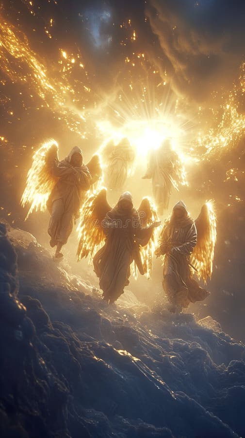 Digital Art of Fallen Angels on Top of Mount Hermon. Stock Illustration ...