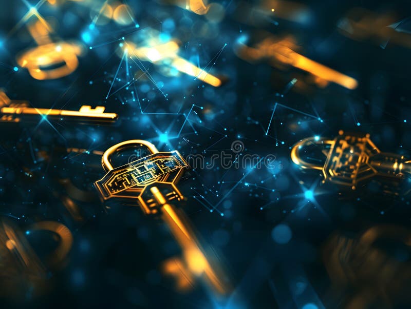 Elegance of Encryption: Abstract Digital Art Background with Key Pattern vector illustration