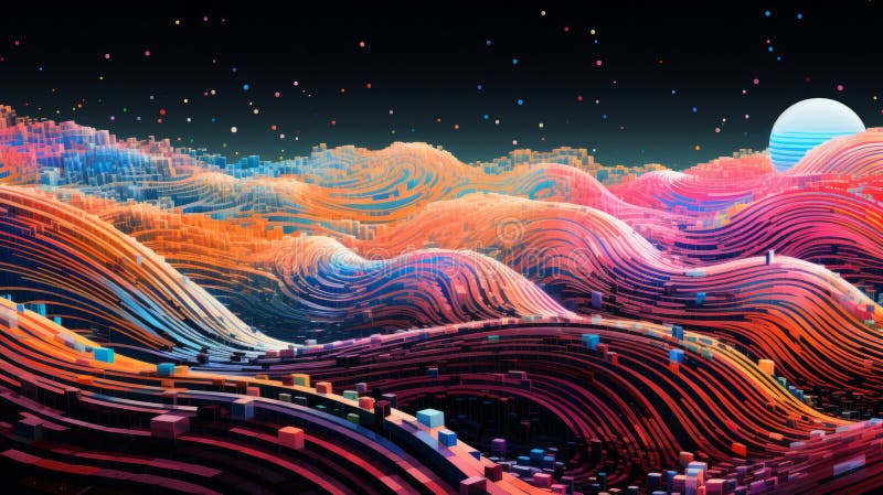 A digital art representation of a hyper zoomed in world stock illustration
