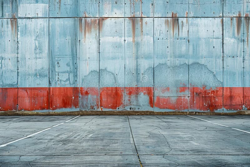 Digital artwork of concrete wall, empty concrete floor, high resolution, ultra realistic photography royalty free illustration