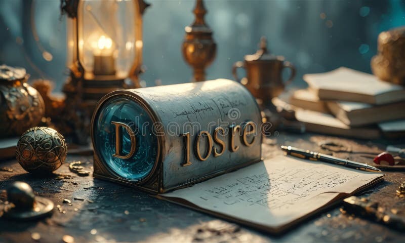 Box with clock inside and pen on top royalty free illustration