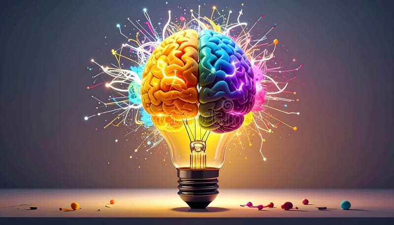 Creative Brain Light Bulb — Innovation and Idea Generation Concept, AI-Generated vector illustration