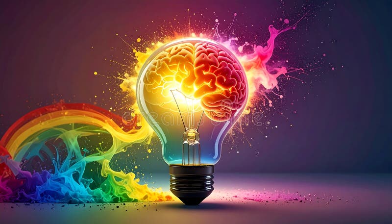 Creative Brain Light Bulb — Innovation and Idea Generation Concept, AI-Generated vector illustration