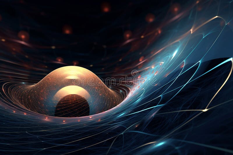 A digital background of abstract cosmic energy field with dynamic lines and a glowing orb