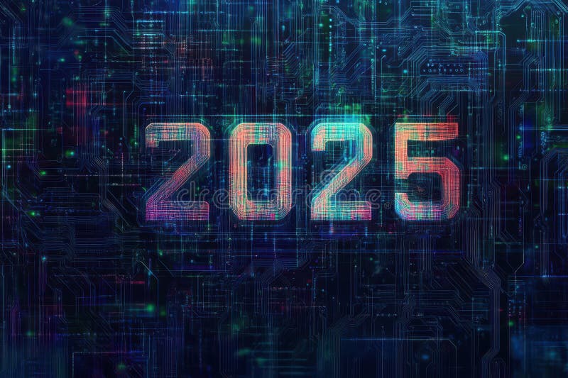 Digital Background with Futuristic Elements for 2025 royalty free stock photography