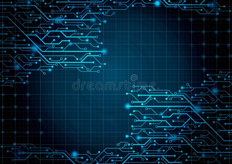 DIGITAL BACKGROUND NEON GLOW circuit board stock illustration