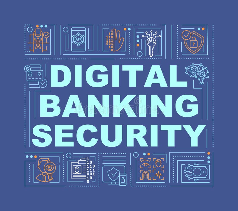 Digital banking security word concepts banner vector illustration