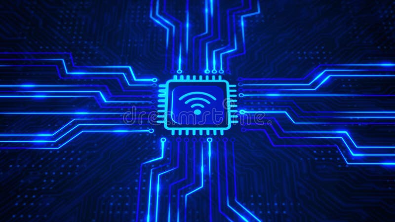 Digital Big data Flow Analysis Technology Artificial intelligence AI Wifi network connection Loop animation. vector illustration