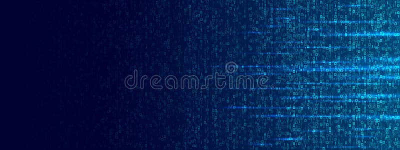 Digital Binary Rain Effect In Blue Tones Abstract Matrix Code Flow