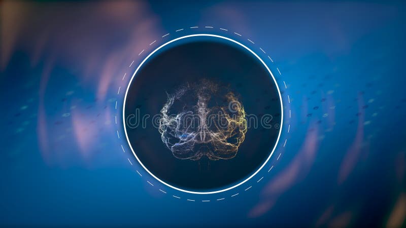 Artificial intelligence animation. Digital brain in circuit board design glowing over matrix background. stock video footage