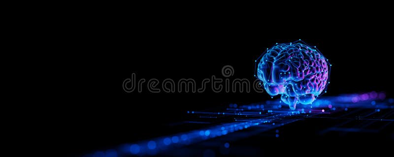Husă pentru hologramă digitală a creierului. inteligență artificială și învățare în profunzime. rețea internet de tehnologie pentr stock images