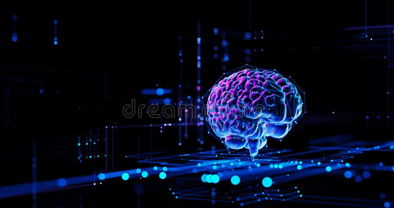 Husă pentru hologramă digitală a creierului. inteligență artificială și învățare în profunzime. rețea internet de tehnologie pentr royalty free stock photo