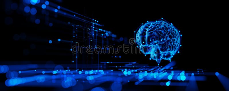 Husă pentru hologramă digitală a creierului. inteligență artificială și învățare în profunzime. rețea internet de tehnologie pentr royalty free stock photo