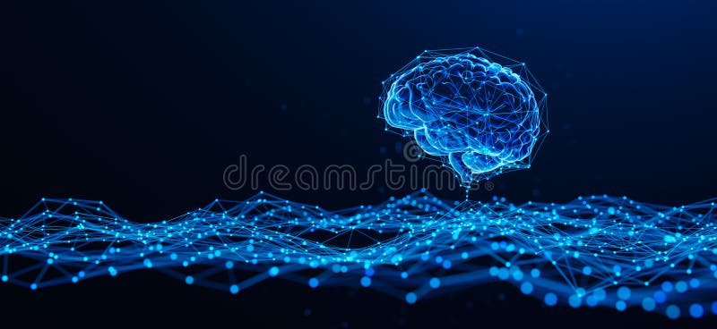 Husă pentru hologramă digitală a creierului. inteligență artificială și învățare în profunzime. rețea internet de tehnologie pentr stock photo