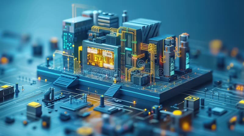 Digital Building Information Modeling BIM-teknik stock illustrationer