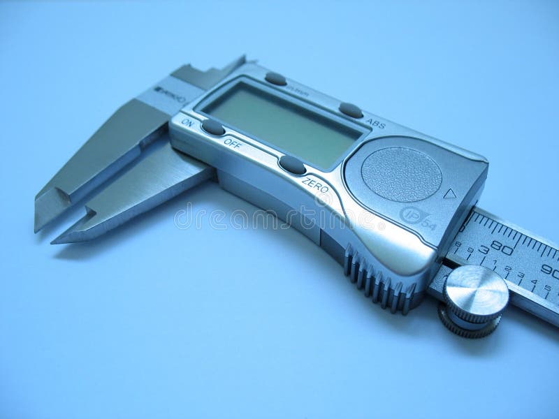 Caliper, Ruler and Pencil on Technical Drawings. Stock Image Image of