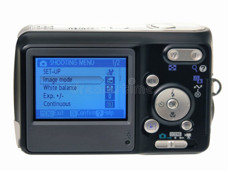 Compact digital camera, menu view.