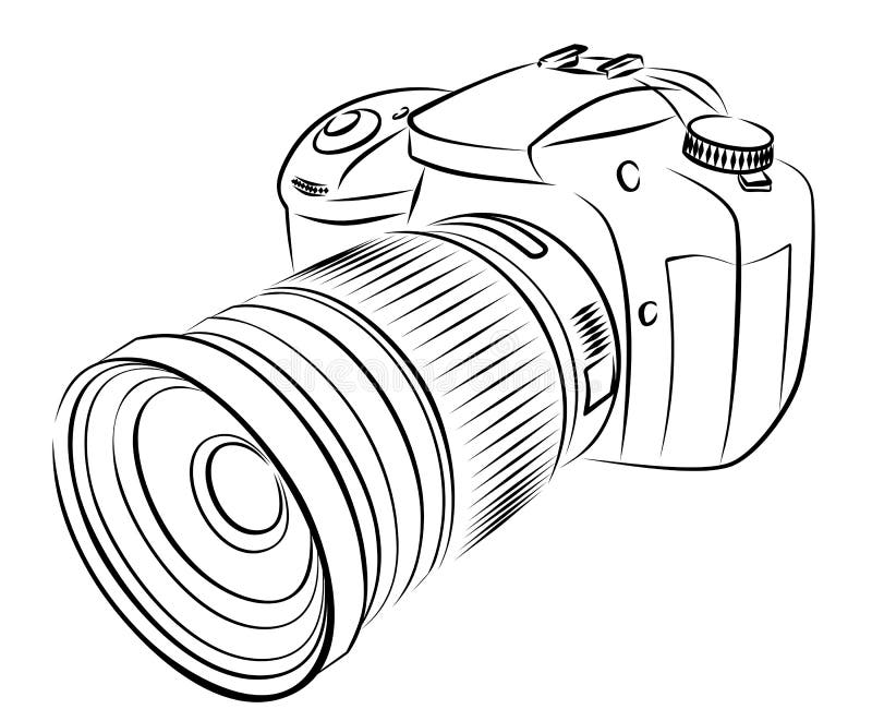How to DRAW a DIGITAL CAMERA DLSR Easy Step by Step - YouTube