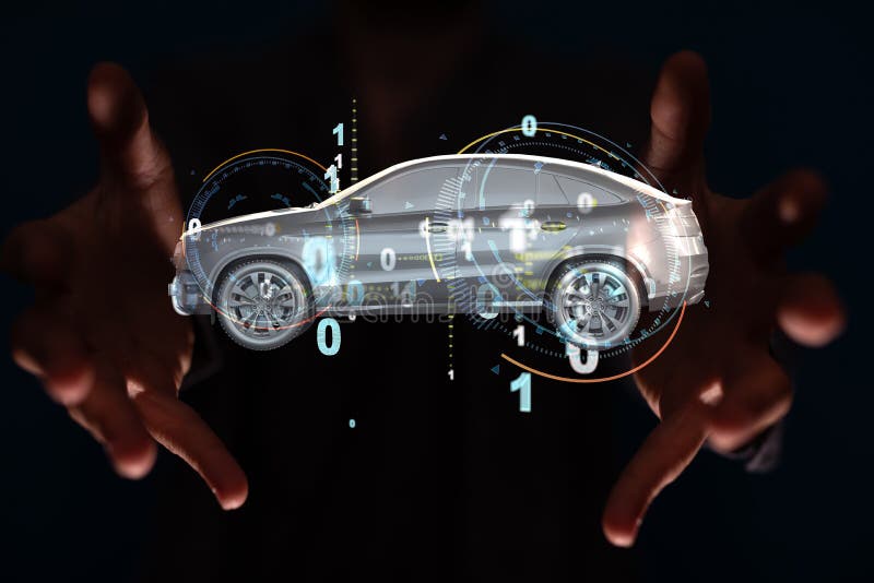 A Digital Car Technology Smart in Virtuel Room Stock Photo Image of
