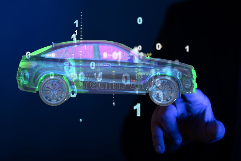 A Digital Car Technology Smart in Virtuel Room Stock Image Image of