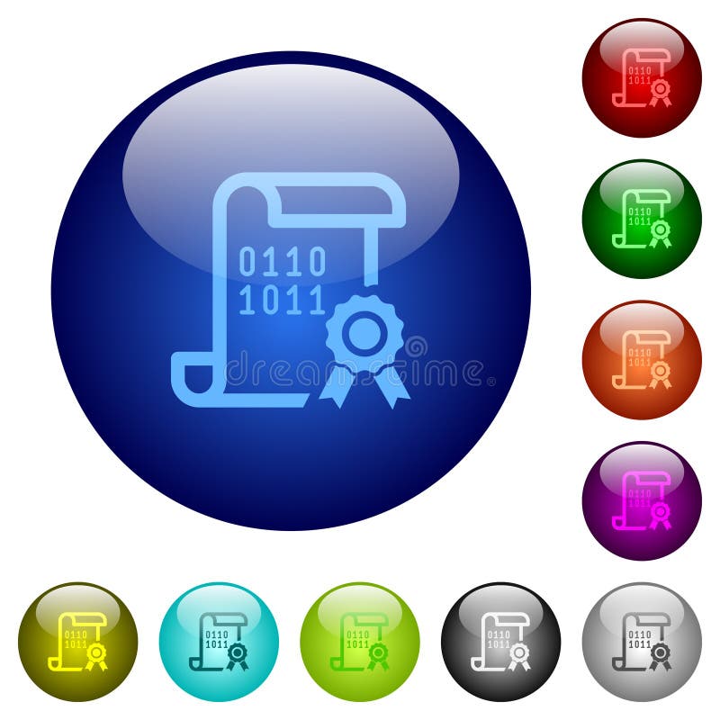 Digital certificate color glass buttons stock illustration