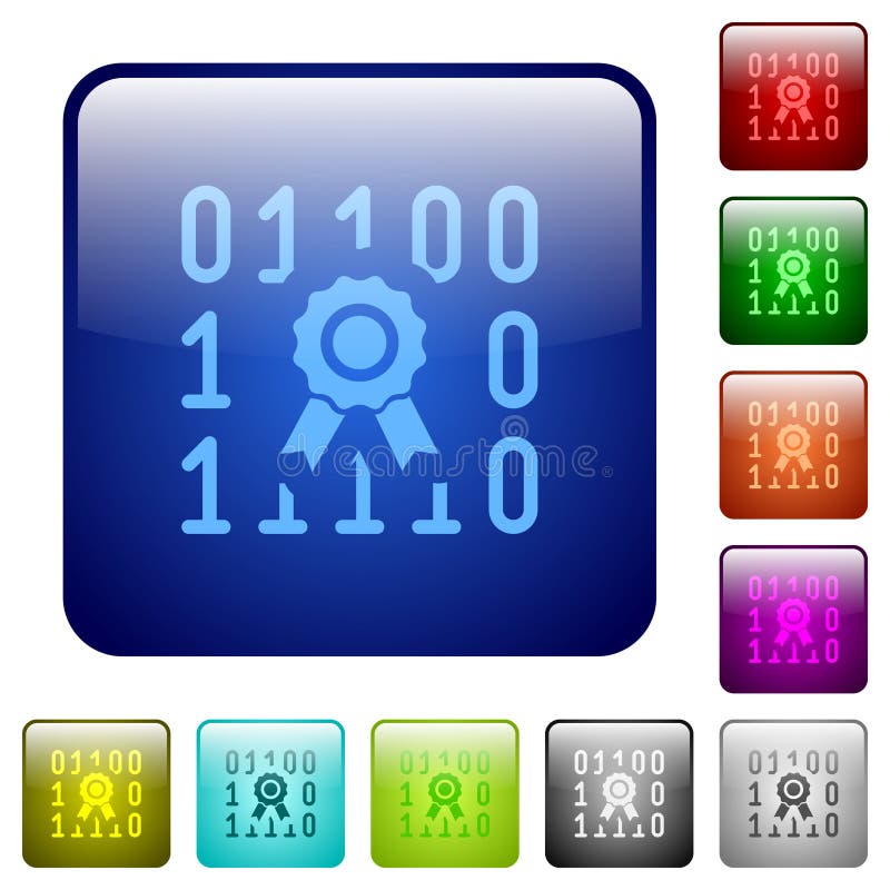 Digital certificate color square buttons vector illustration
