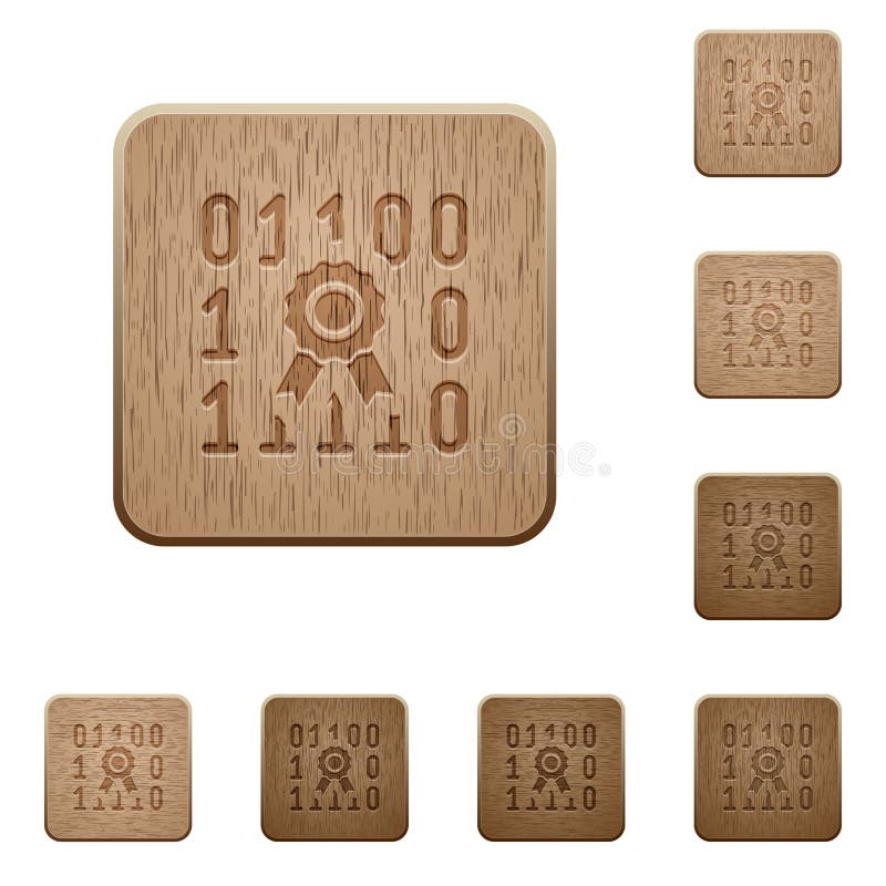 Digital certificate wooden buttons vector illustration