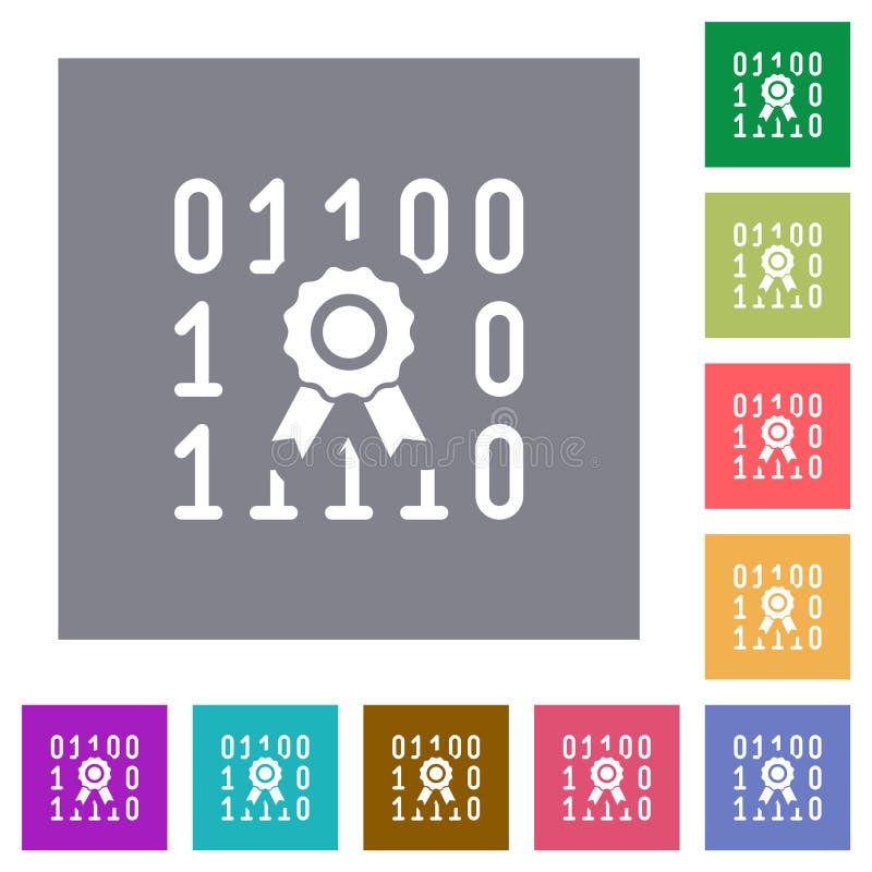 Digital certificate square flat icons vector illustration