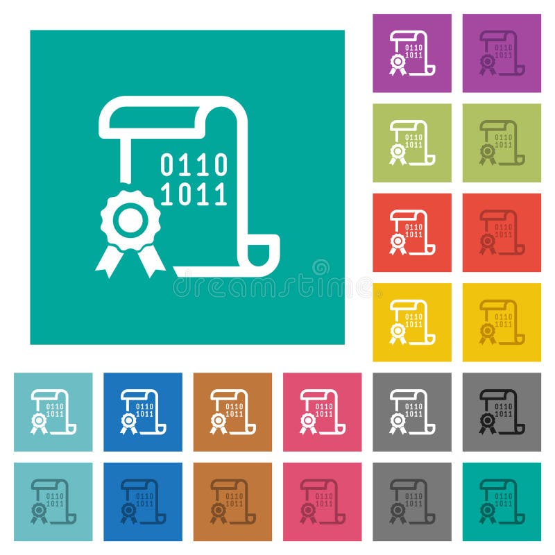 Digital certificate square flat multi colored icons royalty free illustration