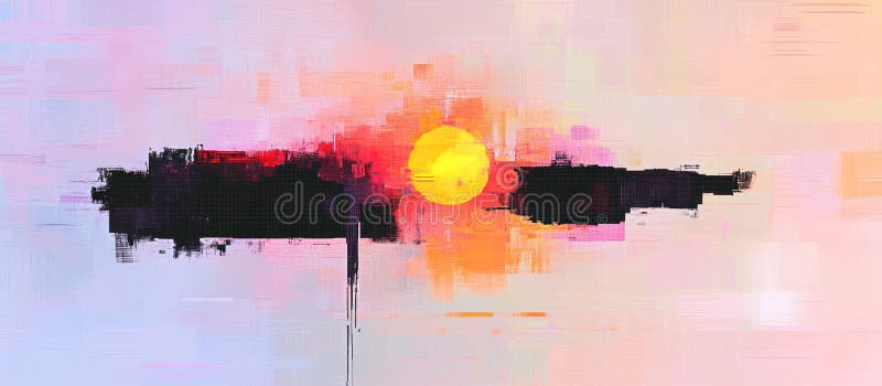 Digital Chaos: Abstract Composition with Pixelated and Glitch Effects in a Dynamic and Contrasting Color Palette. This digital chaos abstract composition features pixelated and glitch effects in a dynamic and contrasting color palette. It conveys the theme of technology and its impact on society, as well as the idea of chaos and disorder in a digital age. The pixelated and glitch effects suggest the breakdown of technology and the unpredictability of digital systems. The contrasting colors add to the chaotic feeling of the image, with bright pops of color contrasting against darker, more muted tones. Overall, this image represents the complex and sometimes overwhelming nature of technology and its effects on our world.