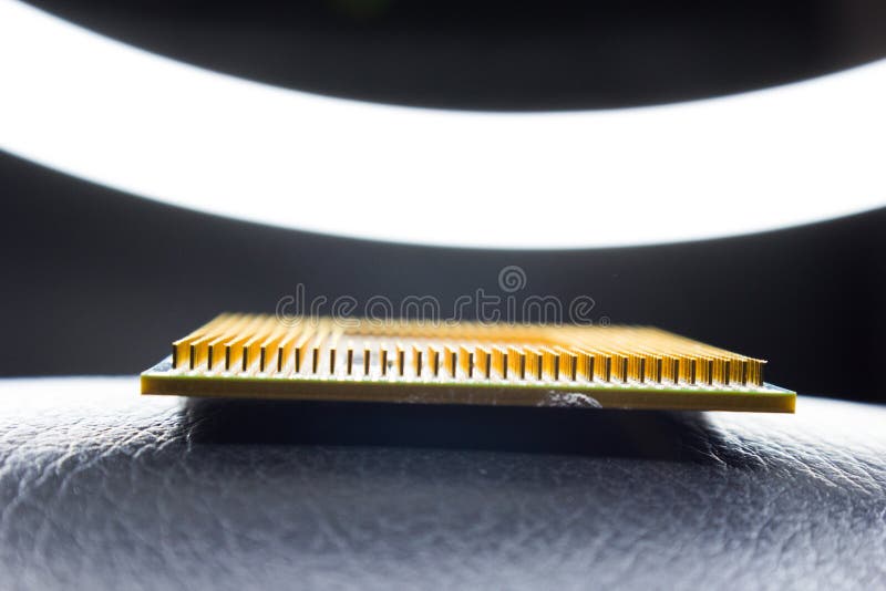 Digital chip-set motherboard with processor chip stock image