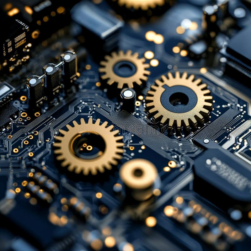AI Machine Learning Gears in Digital Network royalty free illustration