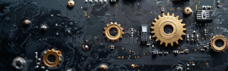 AI Machine Learning Gears in Digital Network vector illustration