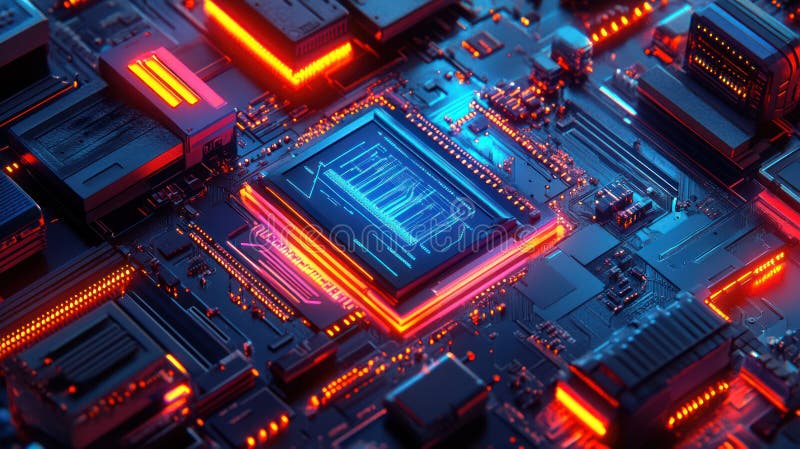 Digital Circuit Board with Futuristic Twist - Conveying Advanced Technology with Intricate Patterns and Metallic Details vector illustration