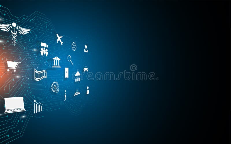 Digital circuit loading with IOT icon design speed connection concept background royalty free illustration